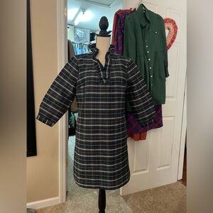 Crown & Ivy Plaid Ruffle Neck Holiday Dress, sz Medium